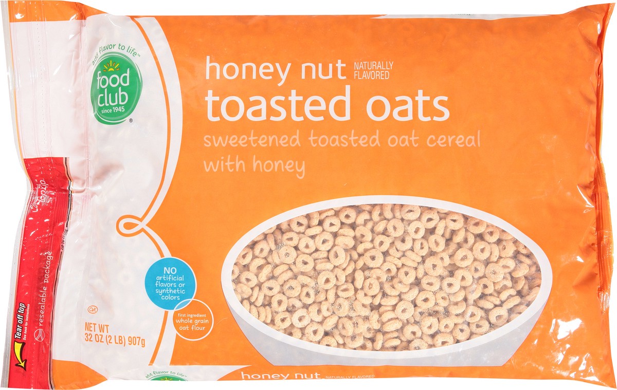 slide 10 of 14, Food Club Toasted Oats Honey Nut Cereal 32 oz, 32 oz