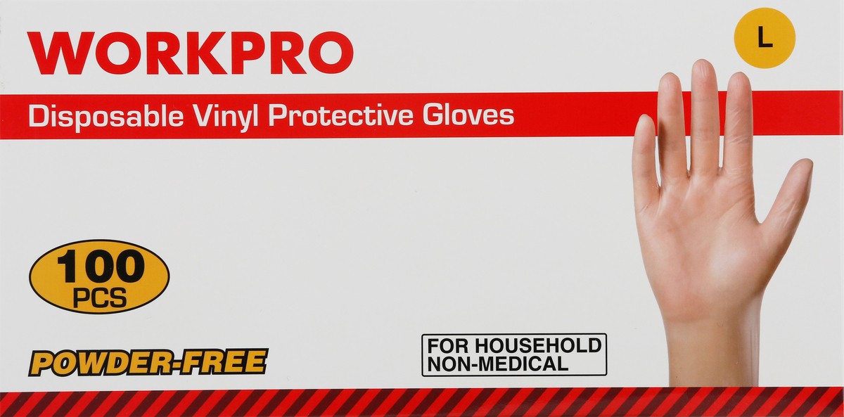 slide 5 of 11, WORKPRO Large Disposable Vinyl Protective Gloves 100 ea, 100 ct