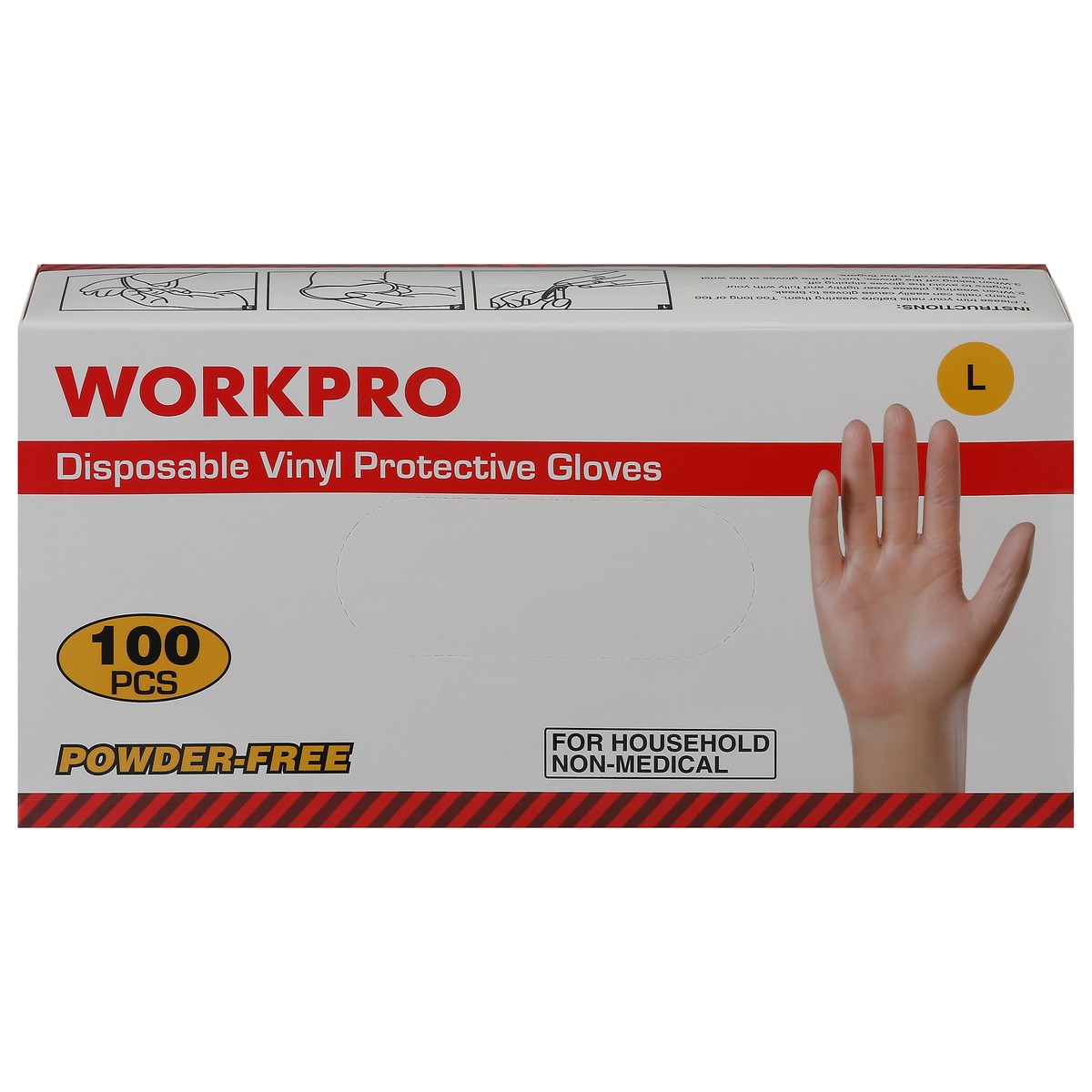 slide 1 of 11, WORKPRO Large Disposable Vinyl Protective Gloves 100 ea, 100 ct
