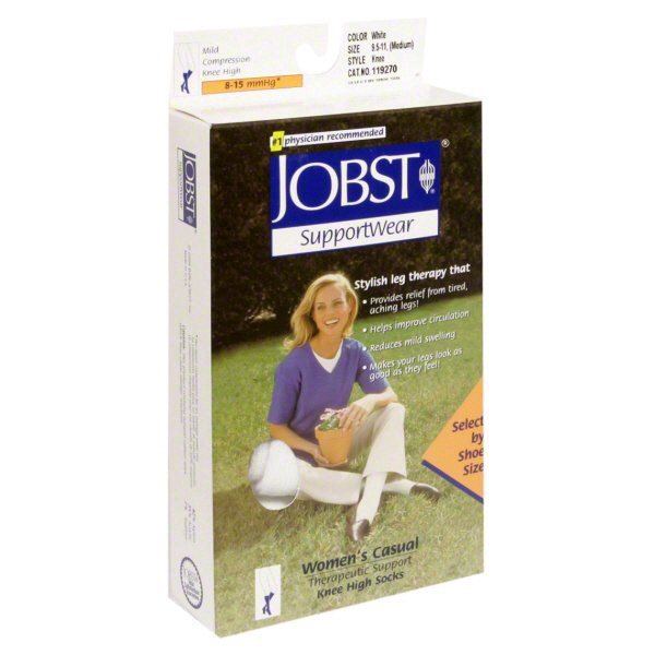 slide 1 of 1, Jobst Women's Casual Knee High White Socks Medium (7-9), 1 ct