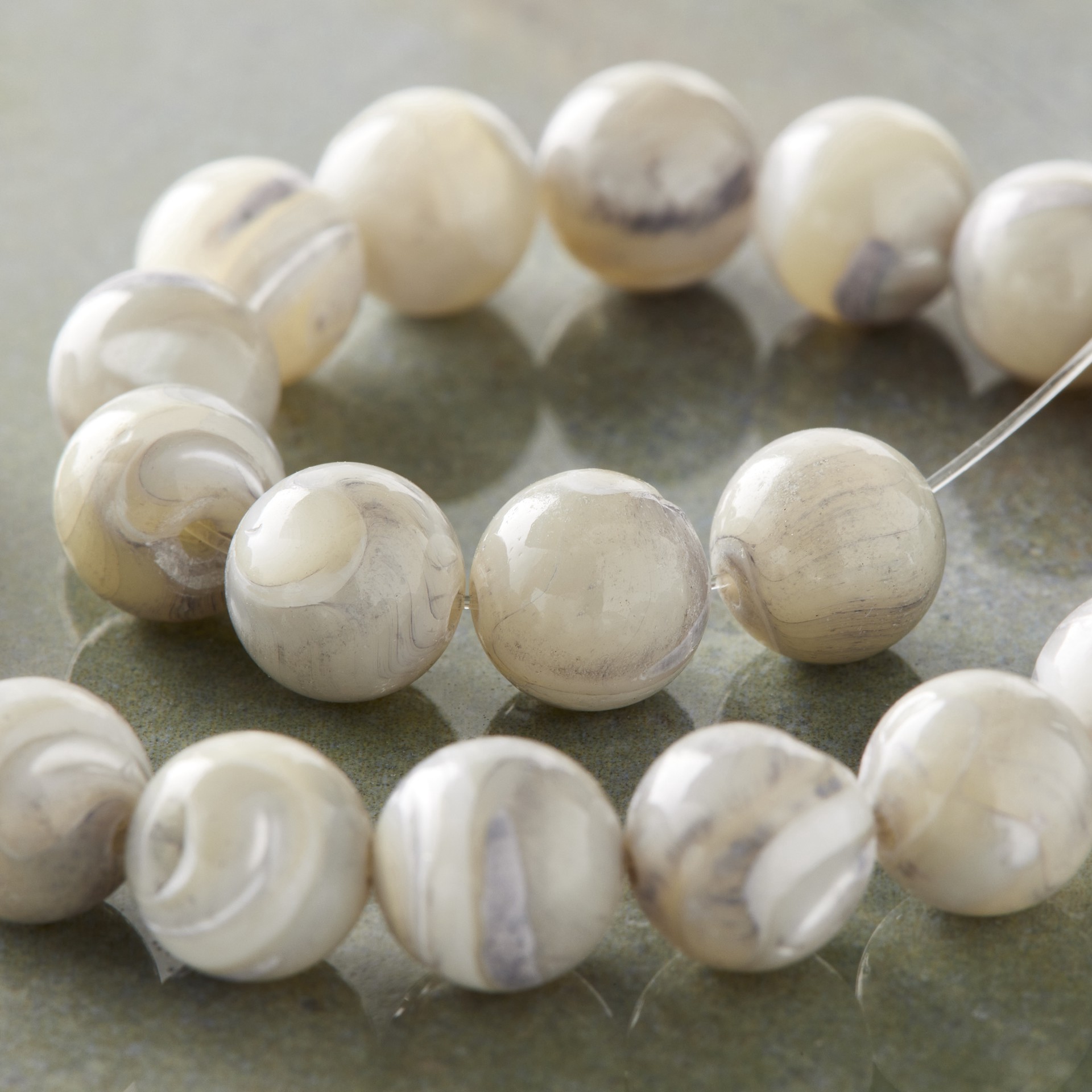 slide 2 of 3, 7mm Light Gray Mother Of Pearl Round Beads By Bead Landing, 7mm