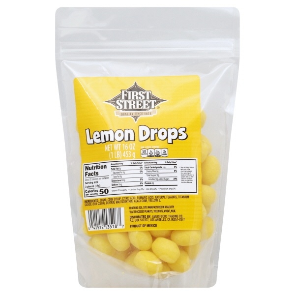 slide 1 of 1, First Street Lemon Drops, 16 oz