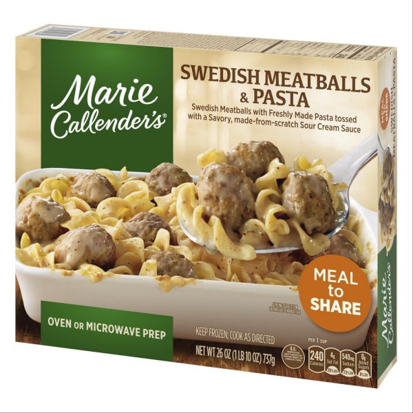 slide 13 of 17, Marie Callender's Swedish Meatballs & Pasta, Meal to Share, Frozen Meal, 26 oz., 26 oz