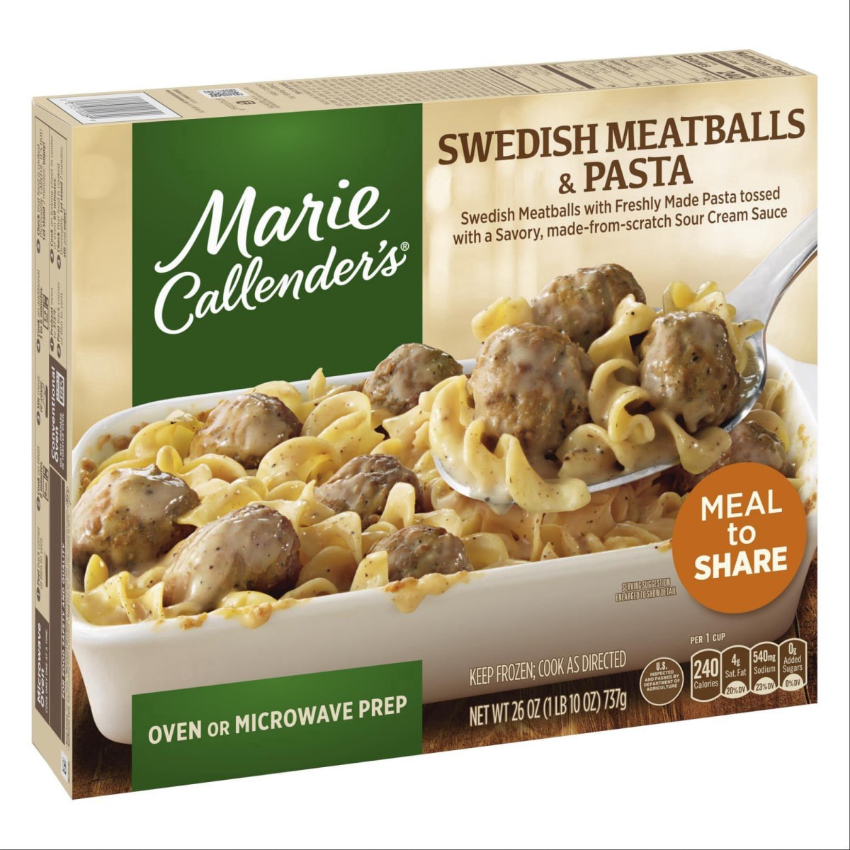 slide 3 of 17, Marie Callender's Swedish Meatballs & Pasta, Meal to Share, Frozen Meal, 26 oz., 26 oz