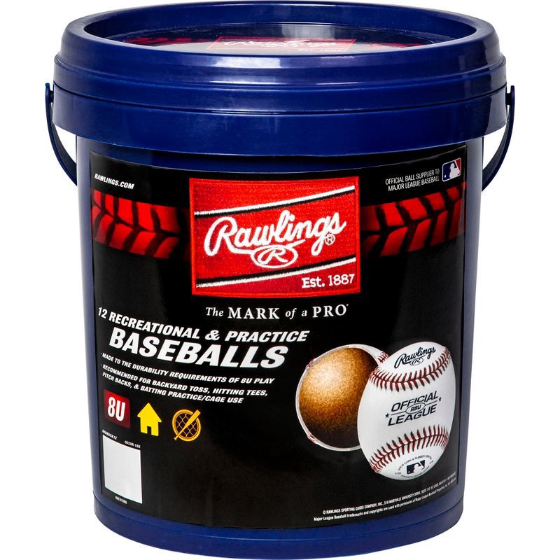 slide 1 of 2, Rawlings Bucket of R8U Baseballs - 12pc, 12 ct