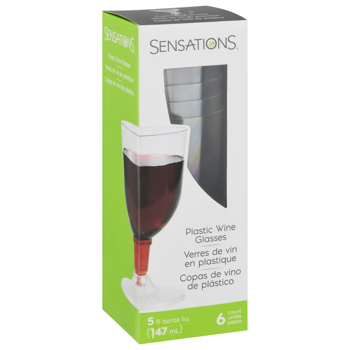 slide 2 of 9, Sensations Plastic 5 Ounce Wine Glasses 6 ea, 6 ct