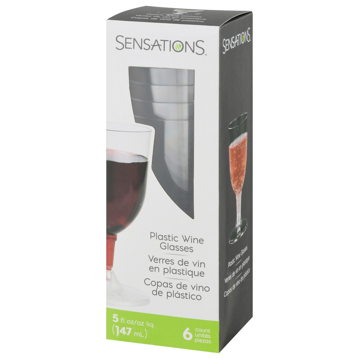 slide 3 of 9, Sensations Plastic 5 Ounce Wine Glasses 6 ea, 6 ct