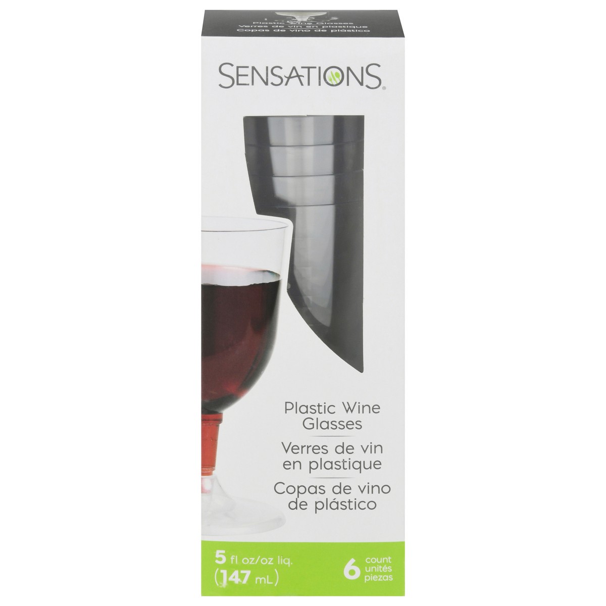 slide 1 of 9, Sensations Plastic 5 Ounce Wine Glasses 6 ea, 6 ct