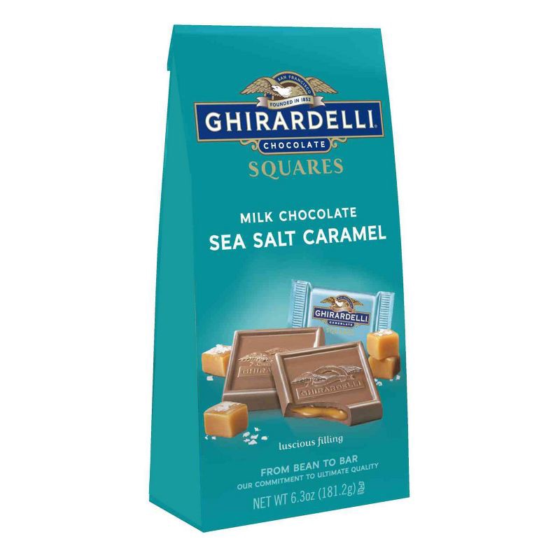 slide 1 of 7, GHIRARDELLI Milk Chocolate Sea Salt Caramel Candy SQUARES - 6.3oz, 6.3 oz