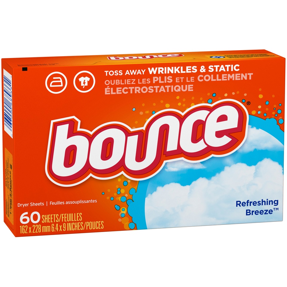 slide 2 of 2, Bounce Fabric Softener Dryer Sheets, Refreshing Breeze, 60 ct