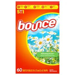 Bounce Dryer Sheets, 60 count, Refreshing Breeze Scent, Fabric Softener Sheets, Reduces Static, Softens and Fights Wrinkles