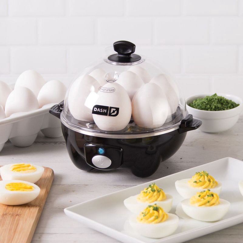 slide 2 of 14, Dash 3-in-1 Everyday 7-Egg Cooker with Omelet Maker and Poaching - Black: Electric Egg Boiler, Hard Boiled & Poaching, 1 ct