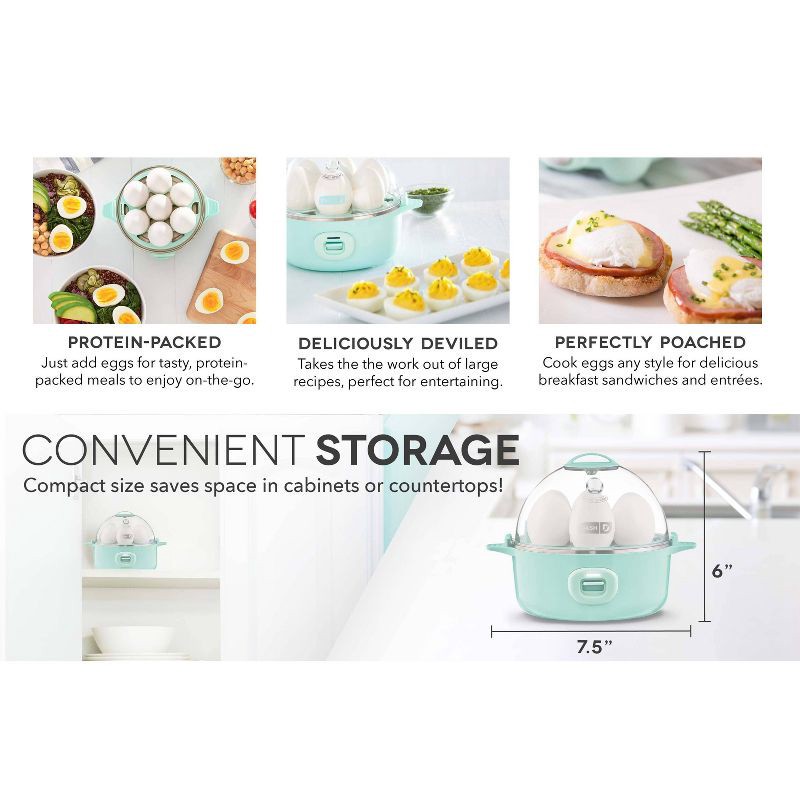 slide 13 of 14, Dash 3-in-1 Everyday 7-Egg Cooker with Omelet Maker and Poaching - Black: Electric Egg Boiler, Hard Boiled & Poaching, 1 ct