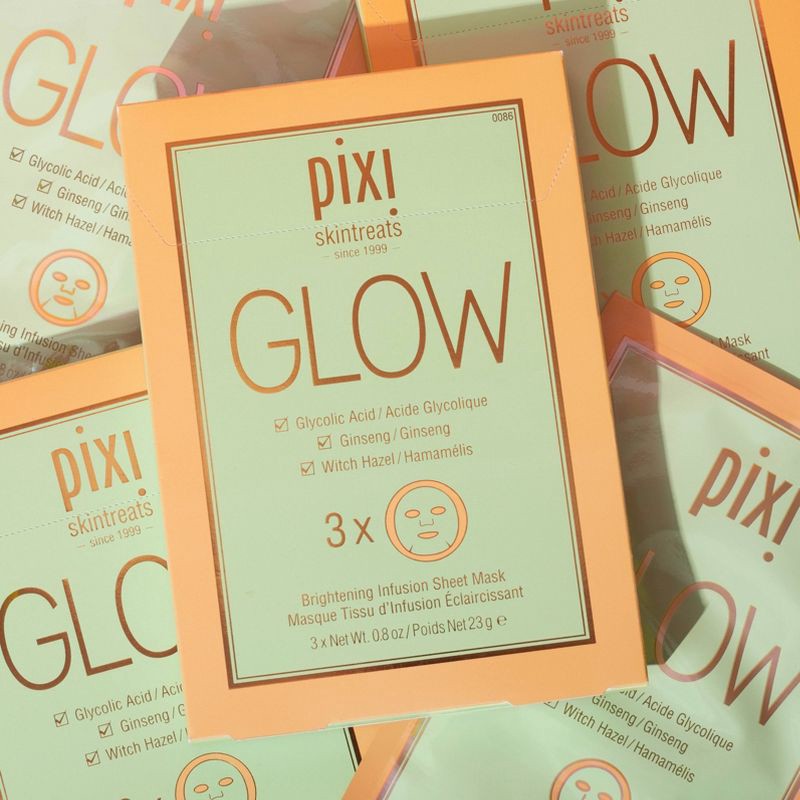 slide 5 of 5, Pixi by Petra GLOW Glycolic Boost Brightening Face Sheet Mask - 3ct - 0.8oz, 3 ct, 0.8 oz