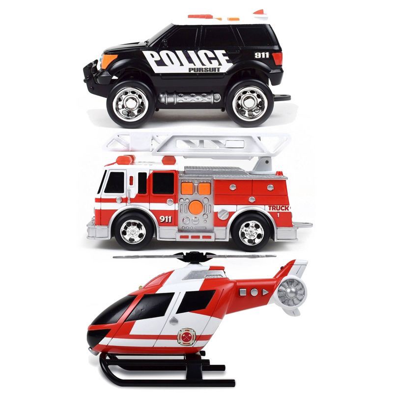 slide 3 of 7, Maxx Action Rescue Vehicle 3pk - Ambulance, Firetruck and Helicopter, 3 ct