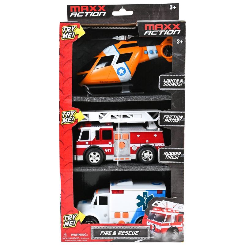 slide 6 of 7, Maxx Action Rescue Vehicle 3pk - Ambulance, Firetruck and Helicopter, 3 ct