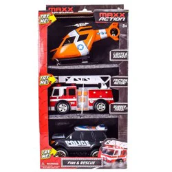 Maxx Action Rescue Vehicle 3pk - Ambulance, Firetruck and Helicopter