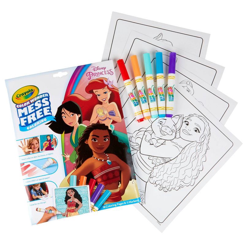 slide 2 of 5, Crayola Color Wonder Disney Princess Coloring Page Set: Mess-Free, Non-Toxic, Creative Thinking, 18 Pages, Ages 3+, 1 ct