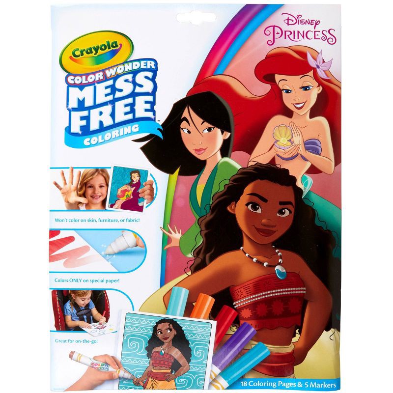 slide 1 of 5, Crayola Color Wonder Disney Princess Coloring Page Set: Mess-Free, Non-Toxic, Creative Thinking, 18 Pages, Ages 3+, 1 ct