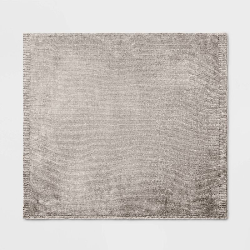 slide 2 of 3, 50"x60" Shiny Chenille Throw Blanket Neutral - Threshold™: Soft Knitted, Reversible, Machine Washable, Modern Home Decor, 1 ct