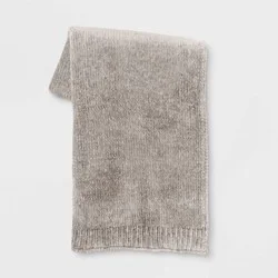 50"x60" Shiny Chenille Throw Blanket Neutral - Threshold™: Soft Knitted, Reversible, Machine Washable, Modern Home Decor