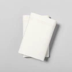 2pk Standard Linen Blend with Hem Stitch Pillowcase Set Sour Cream - Hearth & Hand with Magnolia