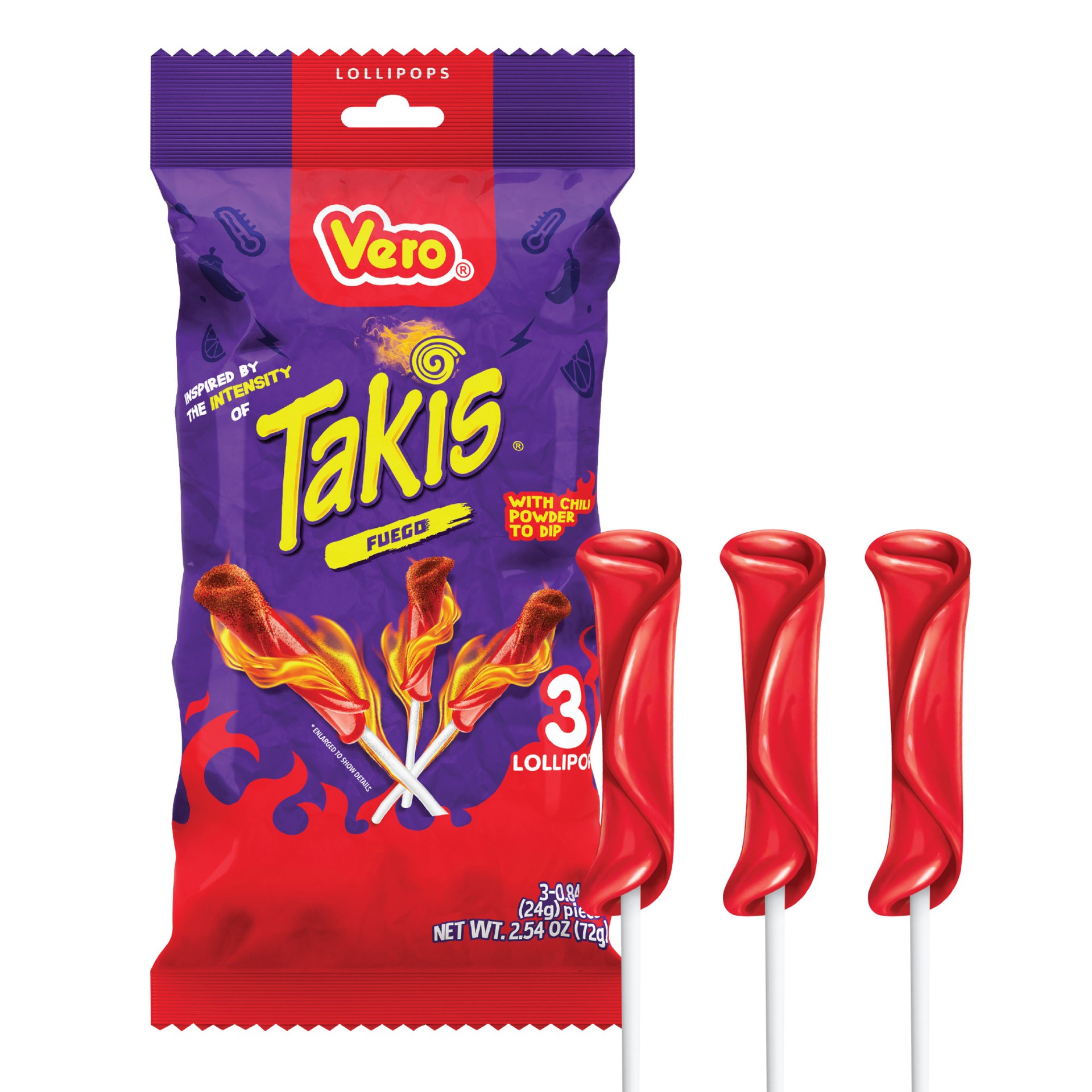 slide 1 of 5, Vero Takis Lollipop Chamoy Lollipop, 2.54 oz