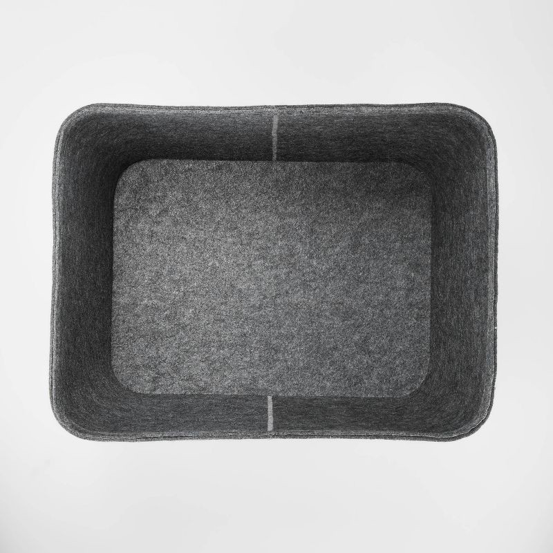 slide 3 of 4, 14" x 15" Large Felt Basket with Stitching Dark Gray - Brightroom™: Modern Storage Bin with Cut-Out Handles, 1 ct