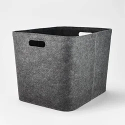14"x15" Large Felt Basket with Stitching Charcoal - Brightroom™: Modern Storage Bin with Cut-Out Handles