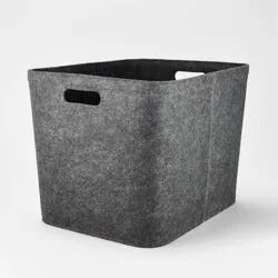 14"x15" Large Felt Basket with Stitching Charcoal - Brightroom™: Modern Storage Bin with Cut-Out Handles