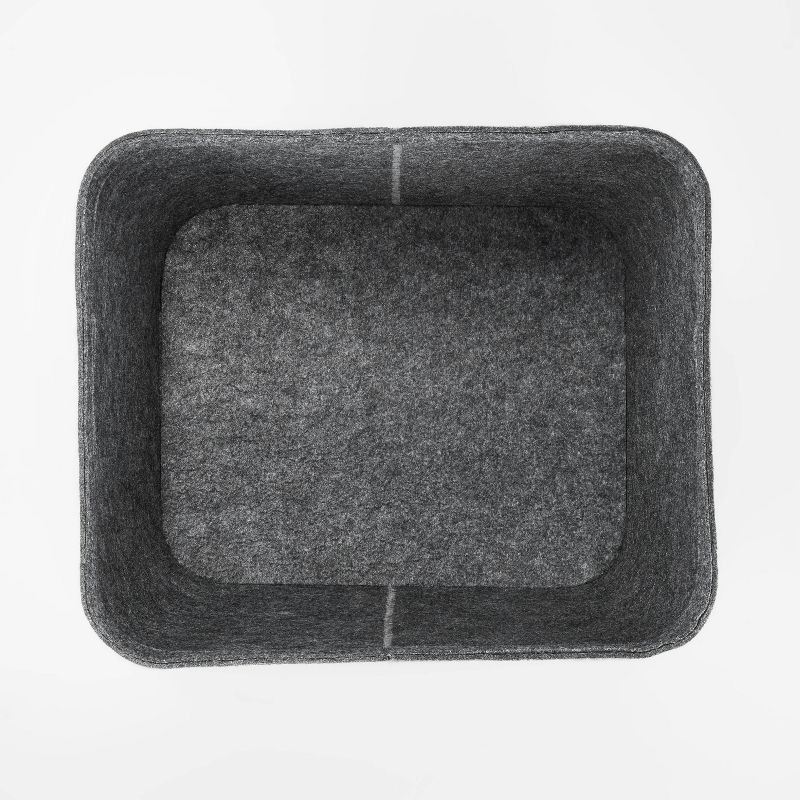 slide 3 of 5, 10.5"x14" Medium Felt Basket with Stitching Charcoal - Brightroom™: Modern Storage Bin with Cut-Out Handles, 1 ct