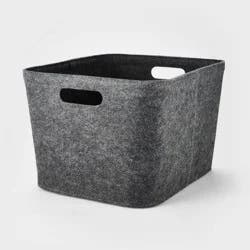 10.5"x14" Medium Felt Basket with Stitching Charcoal - Brightroom™: Modern Storage Bin with Cut-Out Handles