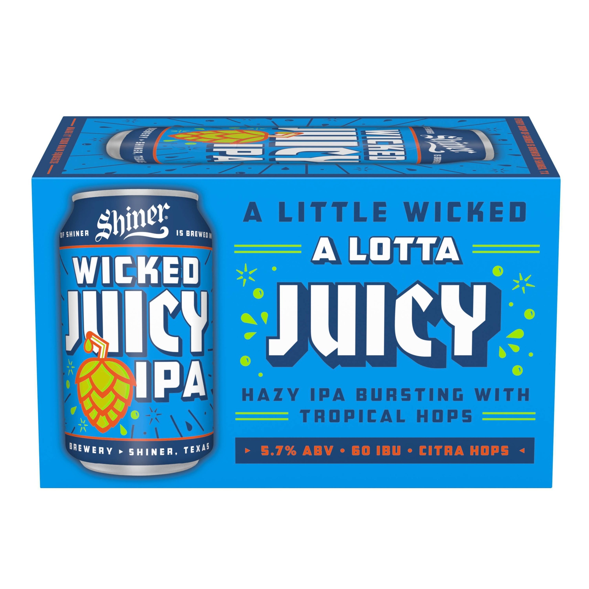 slide 1 of 2, Shiner Wicked Juicy IPA Beer, 6 ct, 12 fl oz