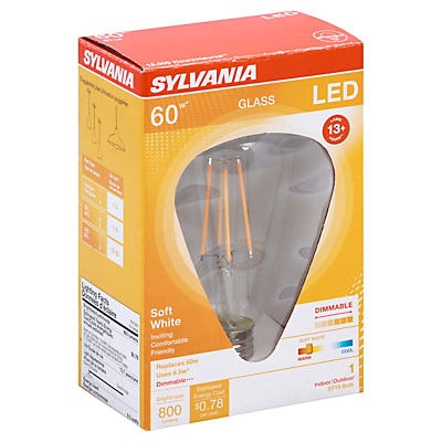 slide 1 of 1, Sylvania Led 60w Edison Clear Lightbulb, 1 ct