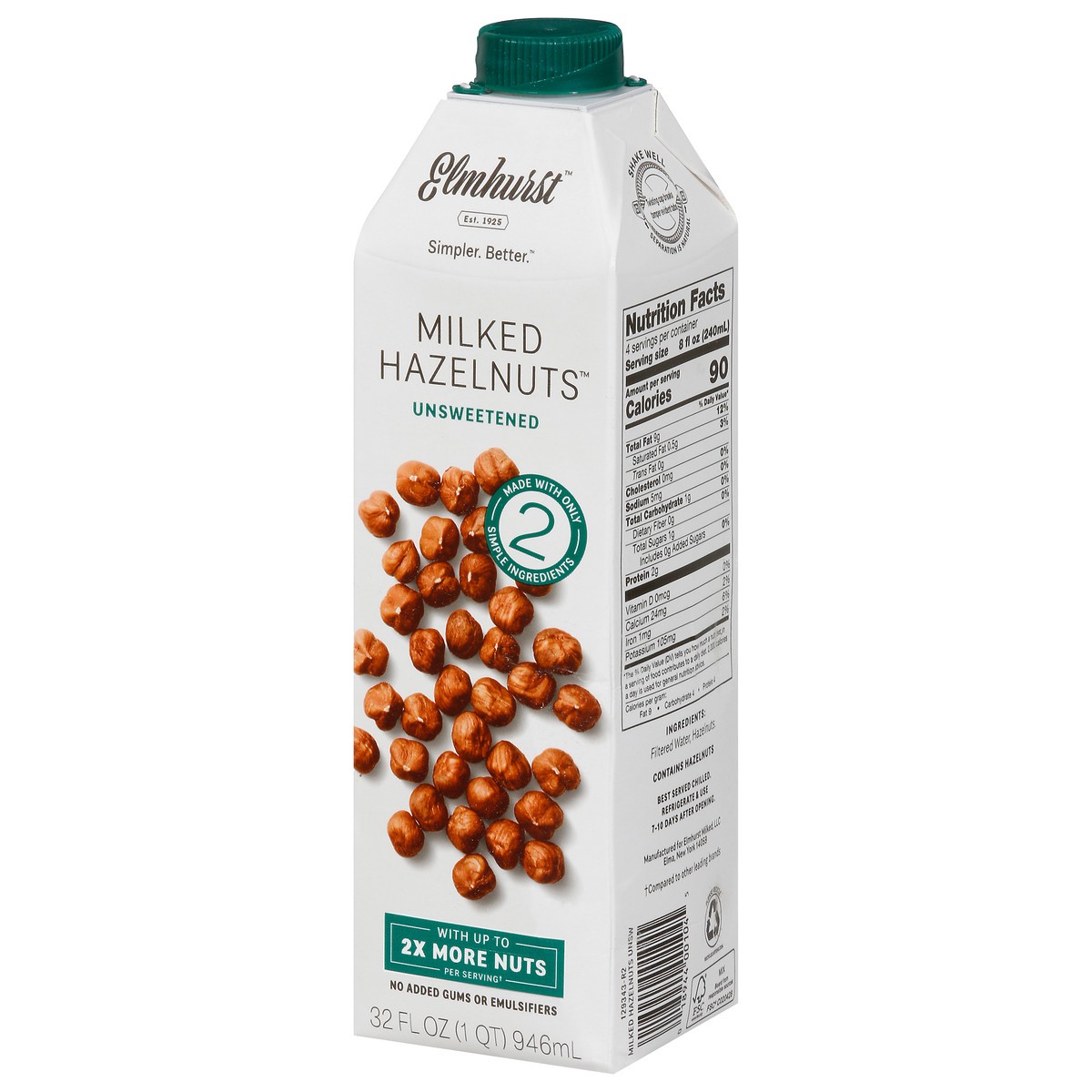 slide 9 of 9, Elmhurst Milk Hazelnut Unsweetened 32Oz, 32 oz