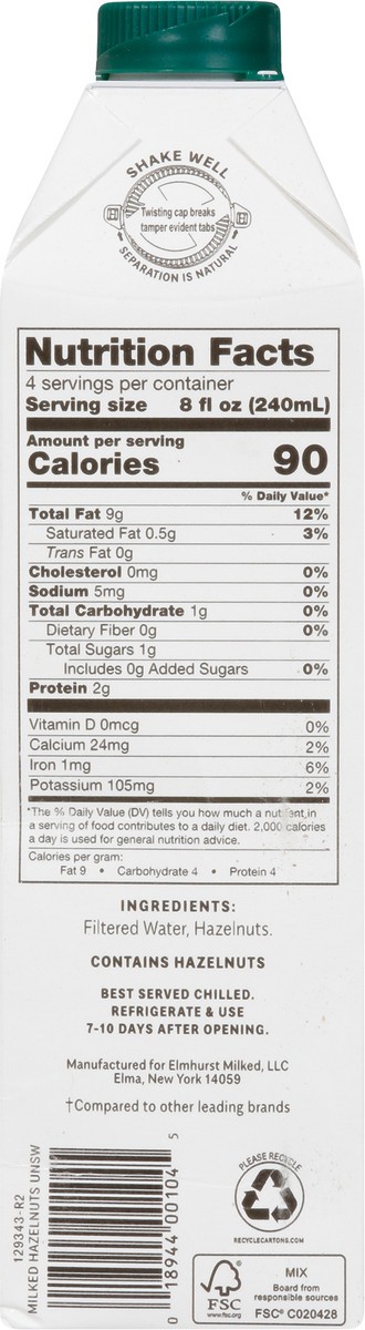 slide 6 of 9, Elmhurst Milk Hazelnut Unsweetened 32Oz, 32 oz