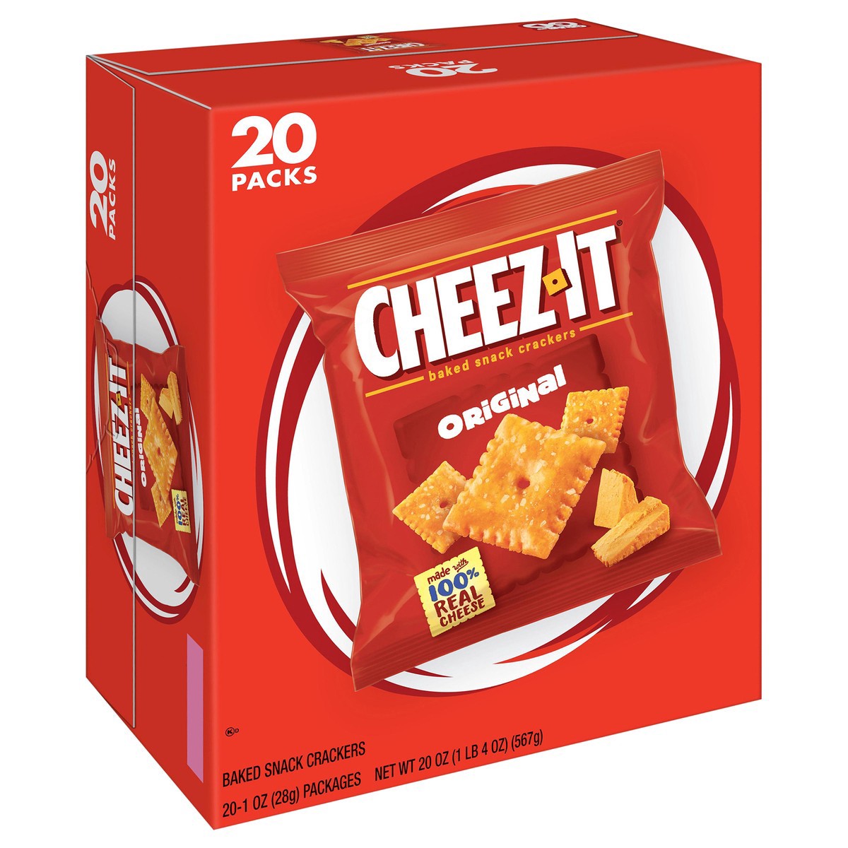 slide 5 of 8, Cheez-It Baked Original Snack Crackers 20 - 1 oz Packages, 20 oz
