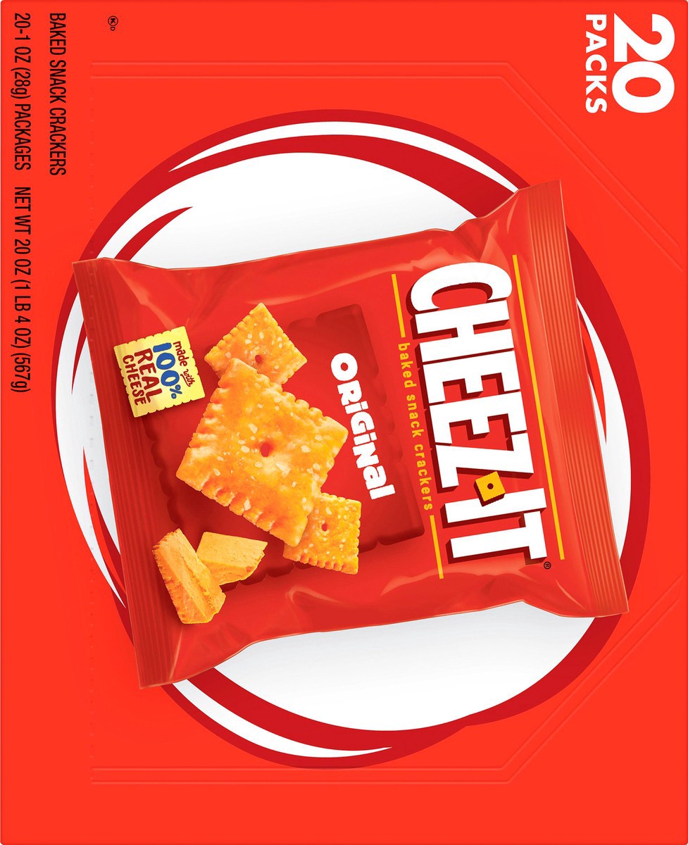 slide 6 of 8, Cheez-It Baked Original Snack Crackers 20 - 1 oz Packages, 20 oz