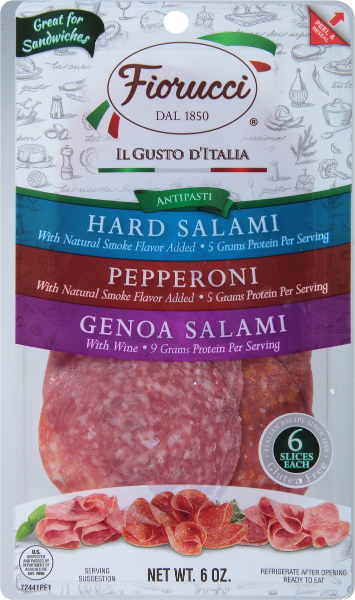 slide 6 of 9, Fiorucci Hard Salami/Pepperoni/Genoa Salami Sandwich Pack 6 oz, 1 ct