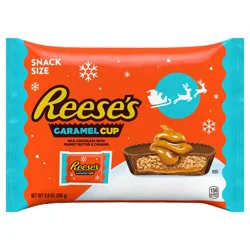 Reese's Caramel Milk Chocolate Snack Size Peanut Butter Cups, Christmas Candy Bag, 9.9 oz