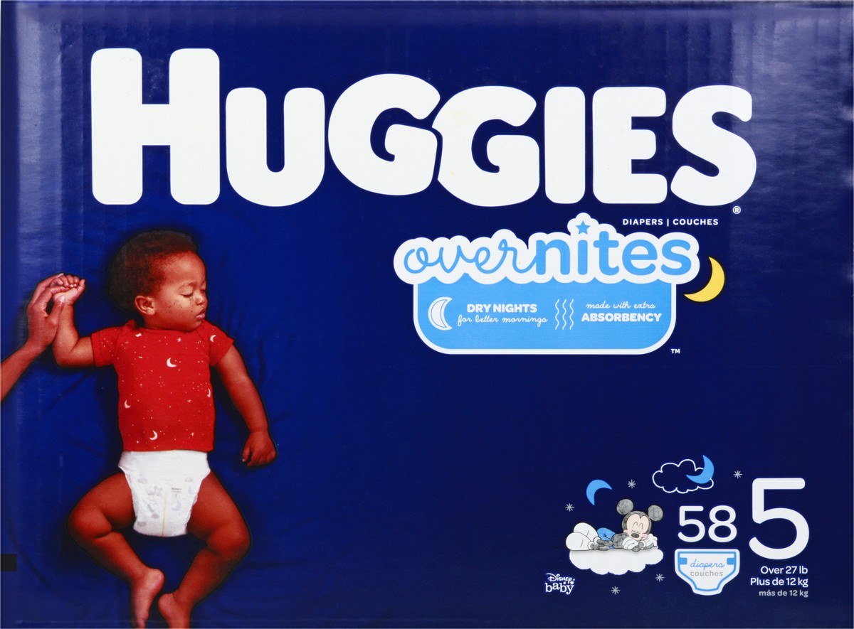 slide 6 of 9, Huggies Over Nites Disney Baby 5 (Over 27 lb) Diapers 58 ea, 58 ct