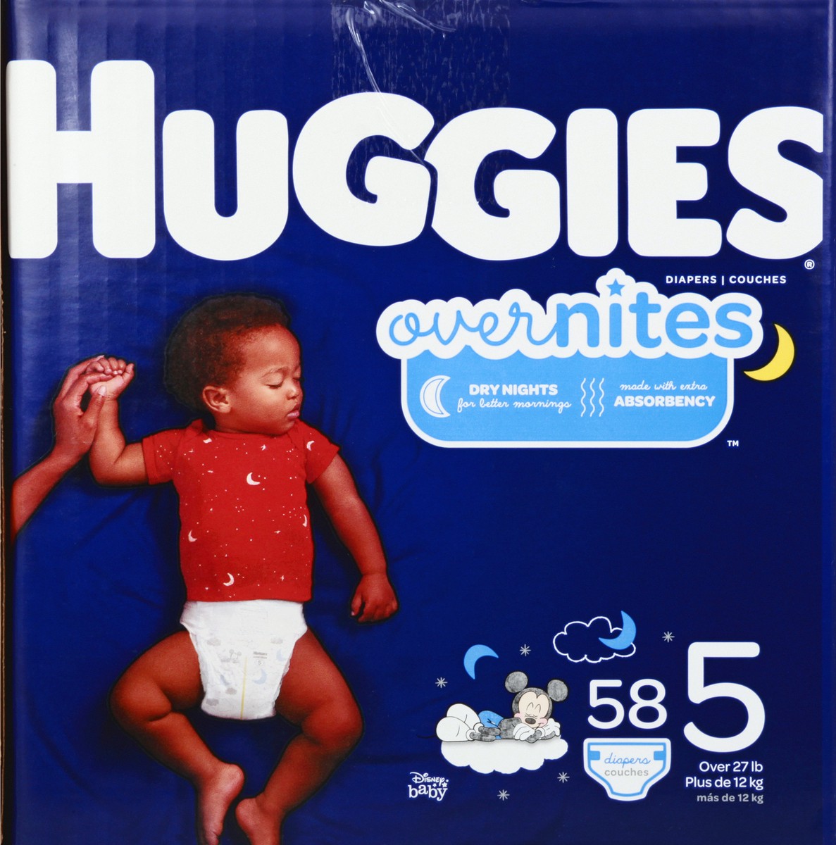 slide 8 of 9, Huggies Over Nites Disney Baby 5 (Over 27 lb) Diapers 58 ea, 58 ct