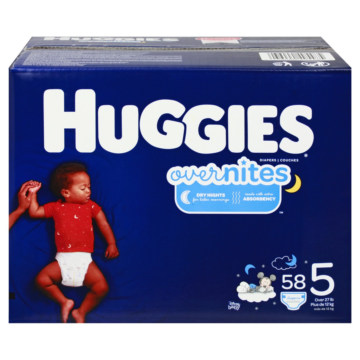 slide 1 of 9, Huggies Over Nites Disney Baby 5 (Over 27 lb) Diapers 58 ea, 58 ct