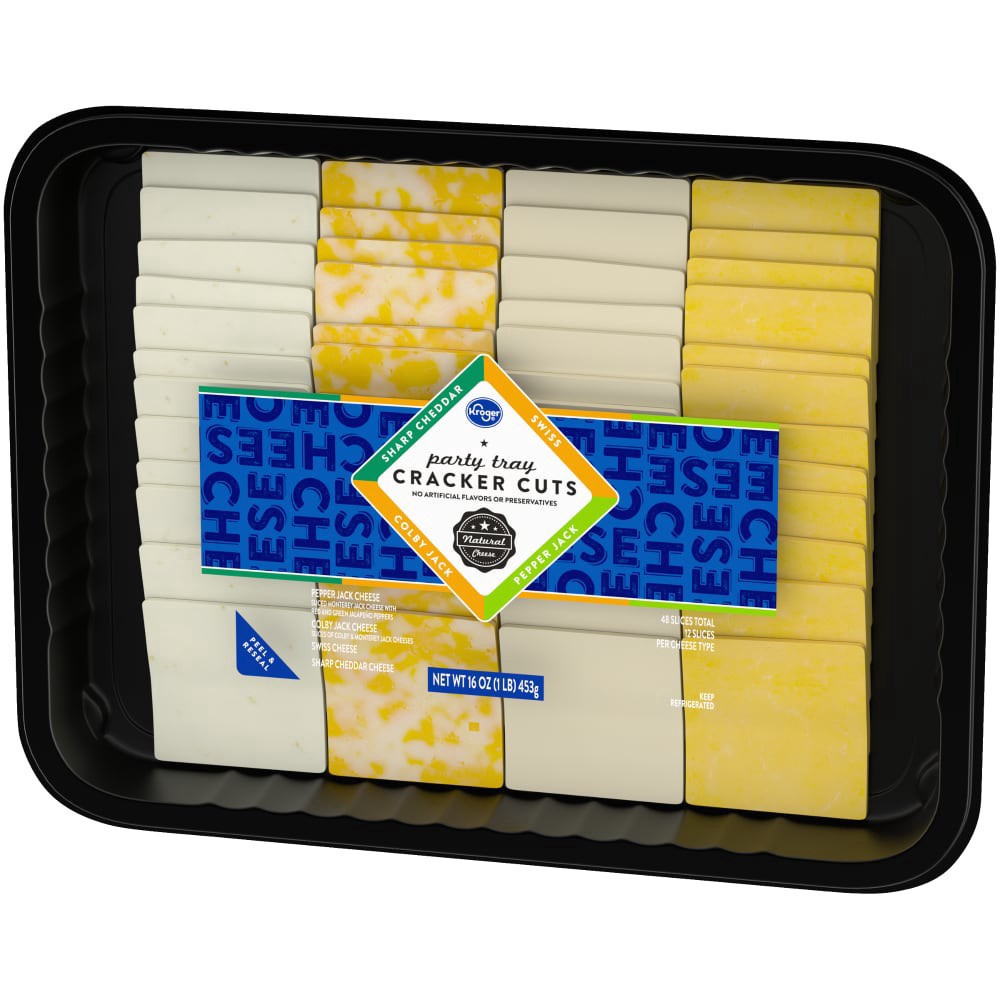 slide 2 of 4, Kroger Sharp Cheddar Swiss Colby Jack Pepper Jack Cracker Cuts, 16 oz