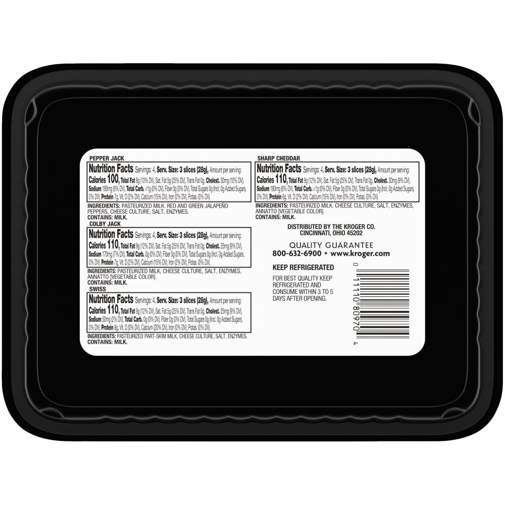 slide 3 of 4, Kroger Sharp Cheddar Swiss Colby Jack Pepper Jack Cracker Cuts, 16 oz