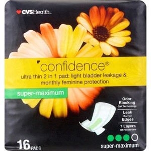 slide 1 of 1, CVS Health Confidence Utra Thin Pads, Super-Maximum, 16 Ct, 16 ct
