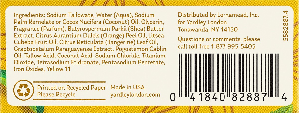 slide 3 of 12, Yardley London Nourishing Bath Soap Bar Lemon Verbena, Helps Soften & Tone Skin with Natural Shea Butter & Pure Citrus Oils, 4.0 oz Bath Bar, 1 Soap Bar, 4 oz