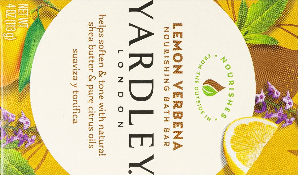 slide 4 of 12, Yardley London Nourishing Bath Soap Bar Lemon Verbena, Helps Soften & Tone Skin with Natural Shea Butter & Pure Citrus Oils, 4.0 oz Bath Bar, 1 Soap Bar, 4 oz