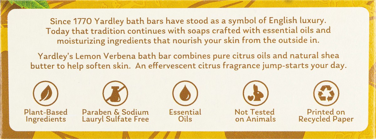 slide 7 of 12, Yardley London Nourishing Bath Soap Bar Lemon Verbena, Helps Soften & Tone Skin with Natural Shea Butter & Pure Citrus Oils, 4.0 oz Bath Bar, 1 Soap Bar, 4 oz