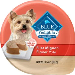 Blue Buffalo Blue Delights Small Breed Pate Grain Free Filet Mignon Flavor Food for Dogs 3.5 oz